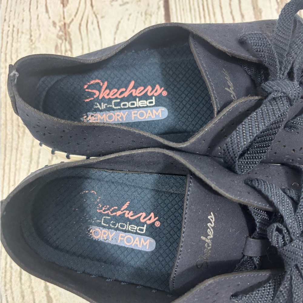 Skechers Sepulveda Floral Maze Casual Shoes Navy Cutout Sneakers Womens Sz 9 - Picture 3 of 7